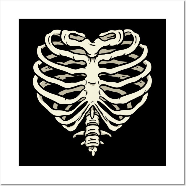 Skeleton Bones Rib Cage Hearth Funny Skull Costume Halloween Wall Art by Kribis